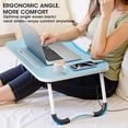 thumbnail image 5 of Folding Lap Desk, 23 Inch Portable Wood Black Laptop Bed Desk Lap Desk with Cup Holder, for Working Reading Writing, Eating, Watching Movies for Bed Sofa Couch Floor-Blue, 5 of 7