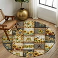 thumbnail image 3 of Round Rugs 5 Ft, Sunflowers Non Slip Area Rugs for Kitchen Bedroom Entryway, Farmhouse Vintage Western Texas Star Plaid Washable Carpet Runner Rug Floor Mats for Bedroom Home Decor, 3 of 9