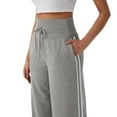 thumbnail image 5 of YDDIAN Sweatpants Women Wide Leg Loose Fit Oversized 2 Side Striped Pant High Waisted Drawstring Fall Basic Fashion Sweatpant with Pockets Gray L, 5 of 5
