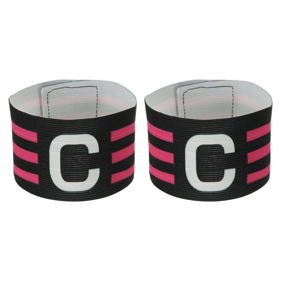 Uxcell 12.2x2.5" Soccer Captain C Armband, 2 Pack Nylon Unisex Elastic Badge Adjustable for Youth Team Training, Black