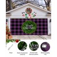 thumbnail image 2 of Garage Door Banner Cover 7 x 16 ft, Merry Christmas Wreath Buffalo Purple and Black Plaid Christmas Garage Door Decorations Holiday Christmas Backdrop Decor for Winter New Year Xmas Party, 2 of 6