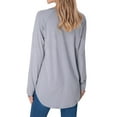 thumbnail image 3 of Women Solid Color Round Neck Long Sleeve Pullover Shirt, 3 of 3