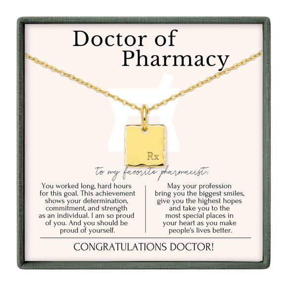 HOPE LOVE SHINE Pharmacist Graduation Necklace – Doctor of Pharmacy Gift – RX Charm Gold or Silver