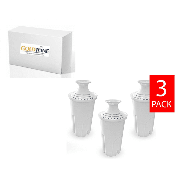(3) GoldTone Replacement Charcoal Water Pitcher Filter for All Brita and Mavea Classic Filters, Replaces Standard Models, 3 Pack
