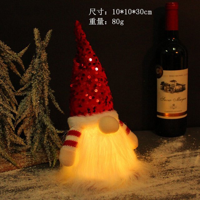 Jingchen Decoración navideña Lentejuelas navideñas con luces Muñeco Rudolph Navidad