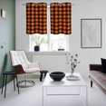 thumbnail image 4 of Black Orange Plaid Kitchen Curtains Small Short 39 Inch Length, Farmhouse Buffalo Check Gingham Grommet Top Bedroom Living Room Curtains, Light Filtering Cafe Curtain Drapes 2 Panels Set 55''x39'', 4 of 9