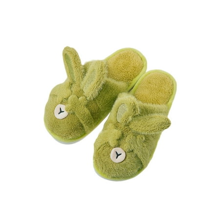 

Lacyhop Unisex-Child Warm Shoes Slip On Plush Clog Slipper Fluffy Fuzzy Slippers House Lightweight Shoe Breathable Fleece Rabbit Slipper-Green 9.5-10