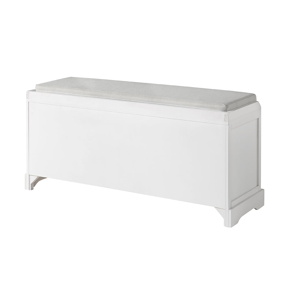 Lowestbest Wood Storage Bench, Entryway Bench with 3 Drawers and 3 Baskets, White Lowestbest Wood Storage Bench, Entryway Bench with 3 Drawers and 3 Baskets, White