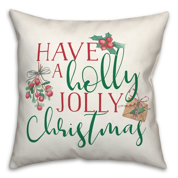 Creative Products Holly Jolly Christmas 18 x 18 Spun Poly Pillow