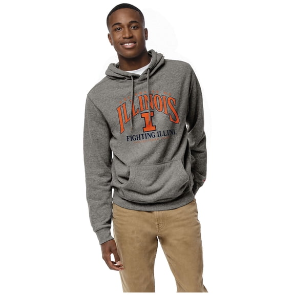 Men's League Collegiate Wear Heather Gray Illinois Fighting Illini Heritage Tri-Blend Pullover Hoodie