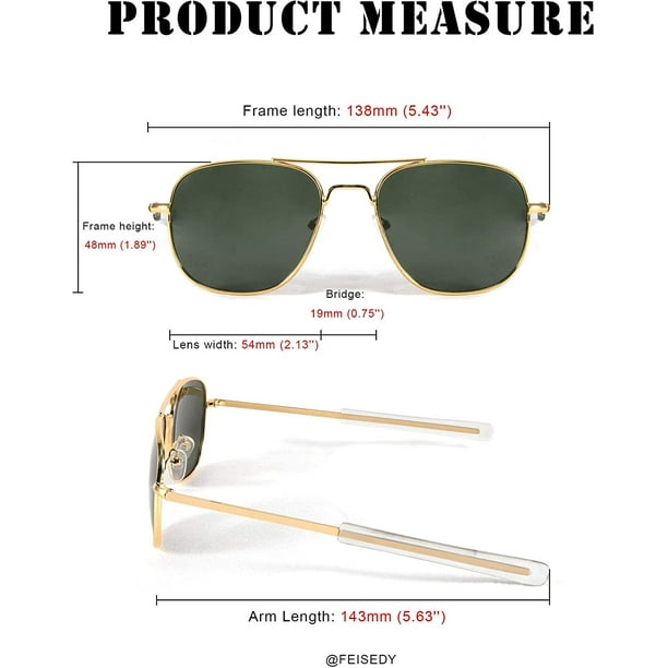 FEISEDY Mens Aviator Sunglasses Polarized Military Pilot Frame