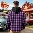 thumbnail image 5 of Lumtrix Flannel Shirt For Men Casual Long Sleeve Button Down Plaid Shirts Jackets Loose Drawstring Hooded Tops With Pocket Purple S, 5 of 6