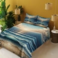 thumbnail image 2 of Ambesonne Seascape Fitted & Top Sheet Set with Shams, Fish Eye Effect Oceanic, Blue Pale Brown, 2 of 5