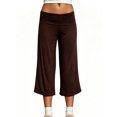 thumbnail image 6 of LMLYSoH Women’s Wide Leg Capri Pants Fold Over Waist Loose Cropped Pants, 6 of 8
