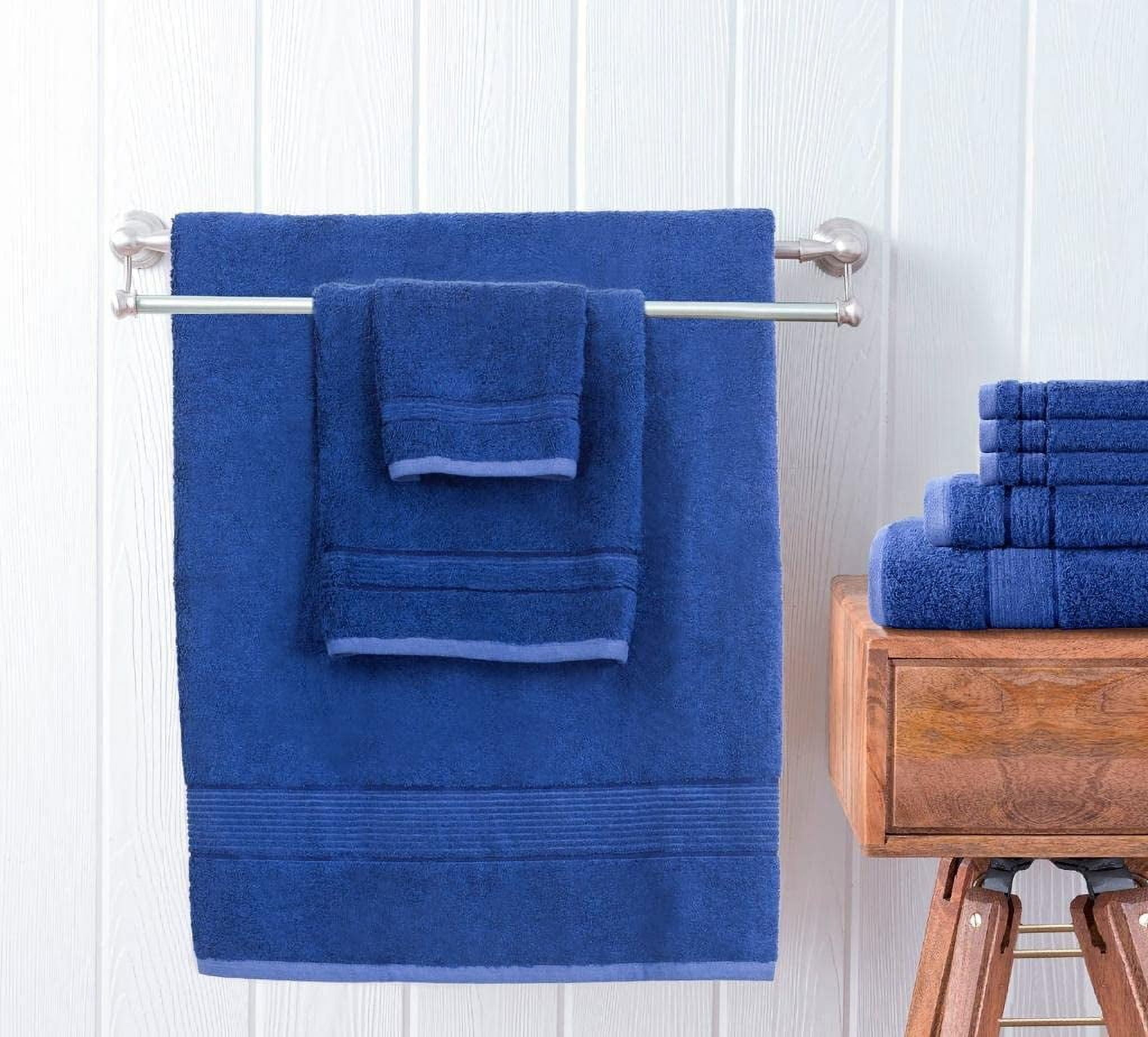 Prime Collections Ultra Soft Luxury Bamboo Cotton Bath Towel Set 8 Piece Towels 600 GSM 2 Bath Towels 2 Hand Towels and 4 Washcloths