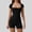 Black, variant on Women's Short Sleeve Bodycon Romper Stretchy Square Neck Unitard Jumpsuit Black L