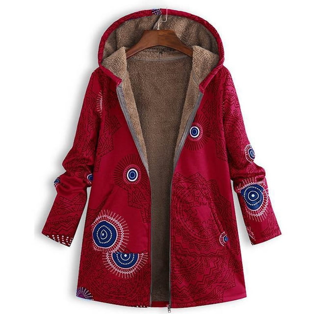 Pisexur Veste d'Hiver pour Femmes Mode Couleur Unie Décontractée à Fermeture Éclair Col Montant Sport Manches Longues à Capuche Tenue Décontractée Rouge,P