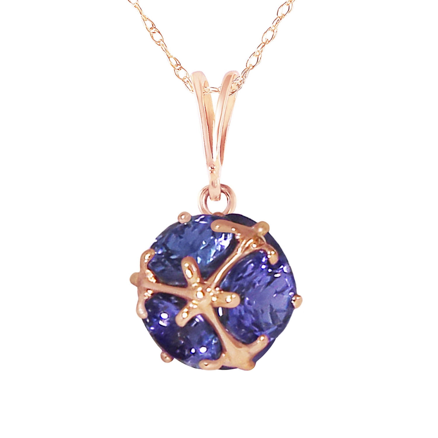 Galaxy Gold 14K Solid Gold Natural Tanzanite Pendant Necklace for Women - Rose Gold Fine Jewelry