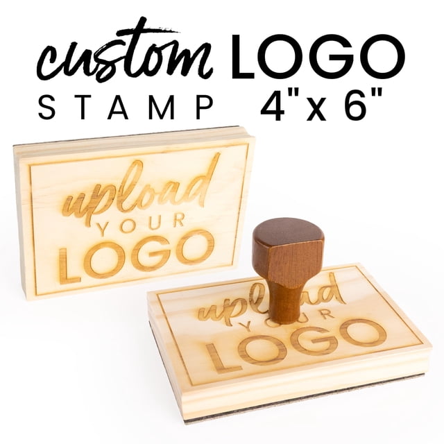 Sello con logotipo ExcelMark personalizado con sello de madera y caucho de 4 x 6 cm