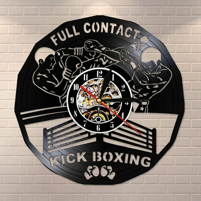Kick Boxing Gants de Boxe Décoration Gym Sac de Frappe Infighters Vinyle Disque Horloge Murale Boxeurs de Sport Cadeau