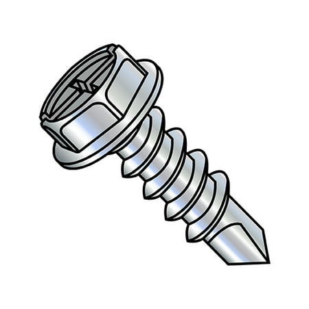 

10-16X3/4 Combination(Slotted/Phil) Hex Washer Self Drill Screw Full Thread Zinc (Pack Qty 6 000) BC-1012KCW