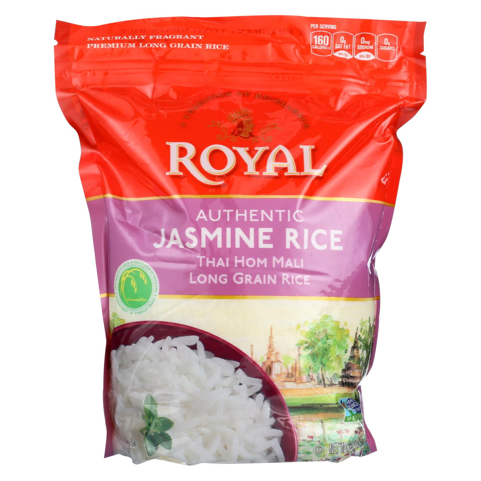 Royal Rice, Jasmine, Stand Up Bag, 2 Lb