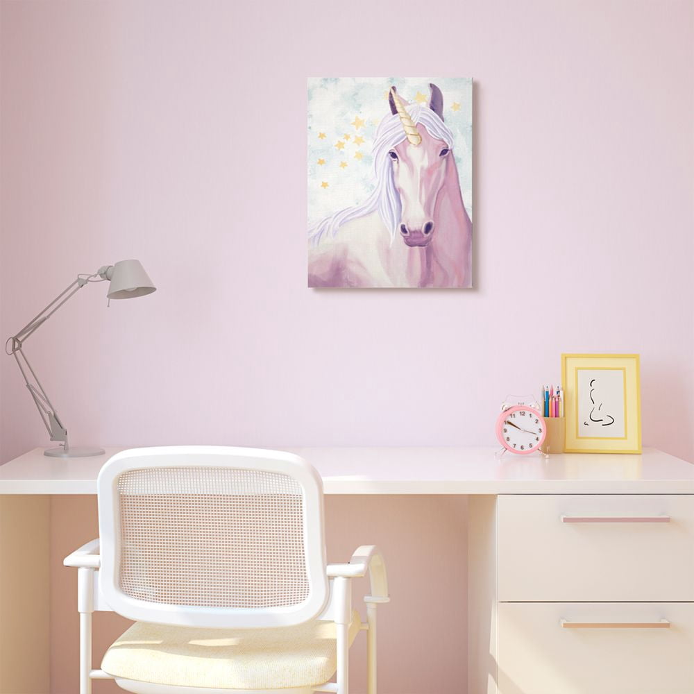 The Kids Room by Stupell Gold Star Pink Purple Unicorn Painting Canvas Wall Art by Ziwei Li