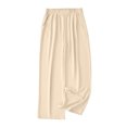 thumbnail image 2 of Pull on Wide Leg Pants for Women Plus Size Casual Wide Leg Pants With Pockets High Waisted Stretchy Wide Leg Pants Elastic Waist Comfy Palazzo Pants Pull On Lightweight Straight Leg Pants Beige, 2 of 7