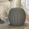 thumbnail image 3 of Household Essentials Handwoven Paper Rope Barrel Wicker Storage Basket Side Table, Gray, 3 of 10