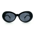 thumbnail image 6 of Womens Oval Round Thick Plastic Mod Fashion Fancy Arm Sunglasses All Black, 6 of 8