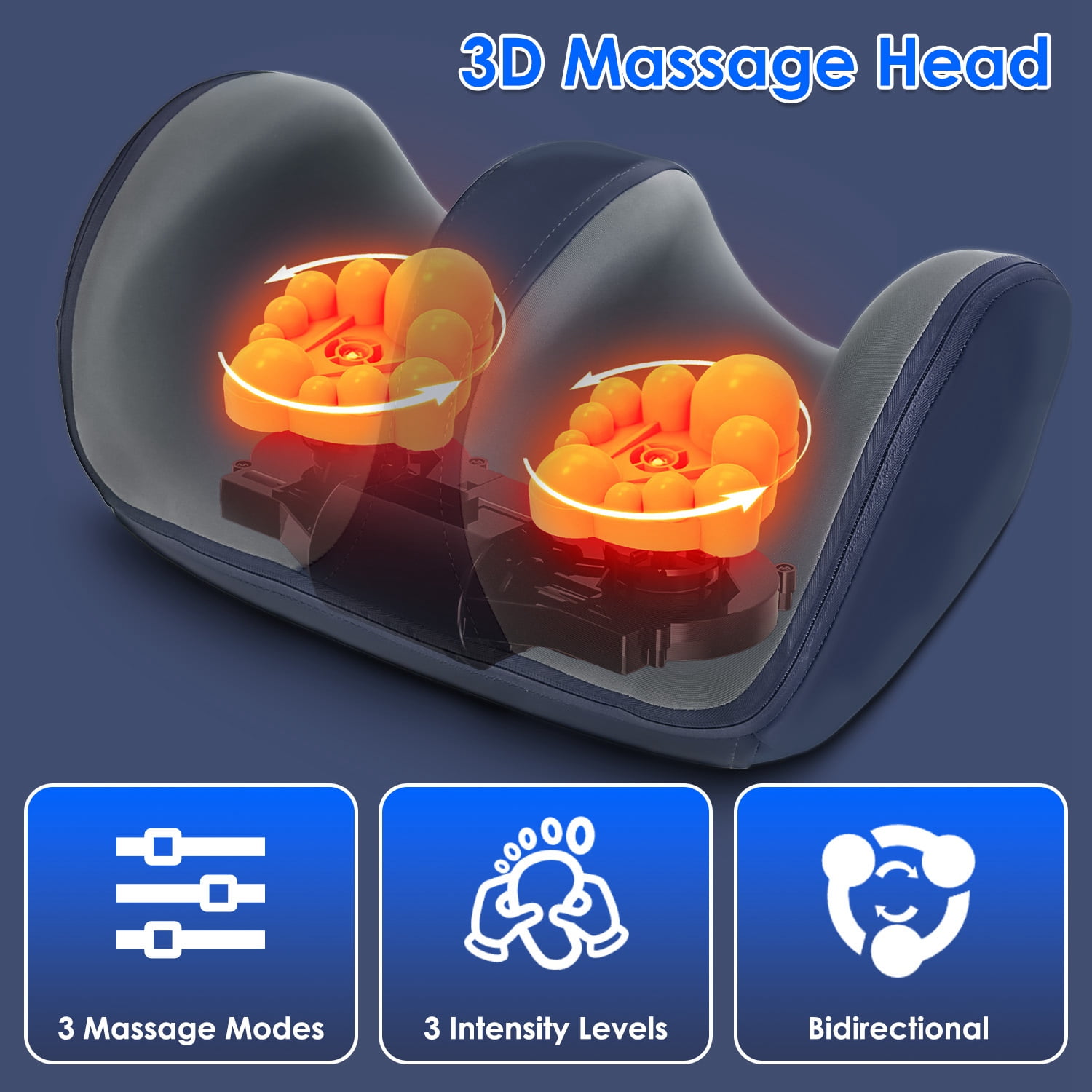 TeqHome Shiatsu Foot Massager Machine with Heat, Foot and Calf Massager with 3 Modes 3 Intensity Levels Gifts for Mom & Dad