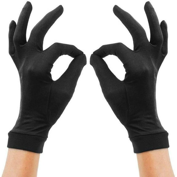 Mictong silk lined gloves, knitted five finger gloves, breathable driving sun protection etiquette gloves, suitable for cycling activities, black, 1 pair
