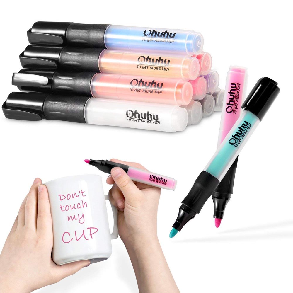 12color Acrylic Marker Pens, Ohuhu Permanent Markers for DIY Ceramic Crockeries, Rock Painting