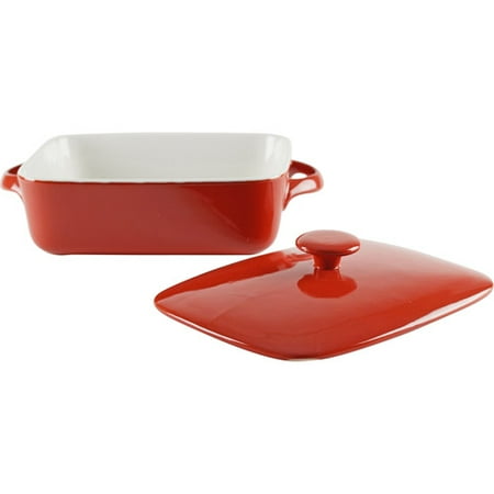 10 Strawberry Street Sienna 9" Rectangular Bakeware with Lid, Red