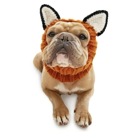 Zoo Snoods Fox Dog Costume - Neck and Ear Warmer Hood for Pets