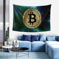 thumbnail image 4 of Bitcoin Virtual Crypto Coin Tapestry, Gold Coin Money Wall Hanging Tapestries Dorm Room Home Decor, 60" x 40", 4 of 6