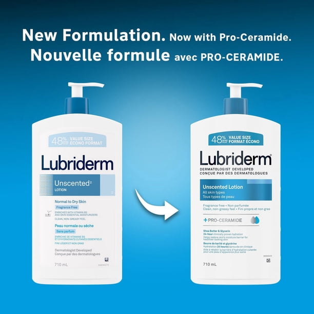 Lubriderm Unscented Lotion, Shea Butter and Glycerin, Dry Skin