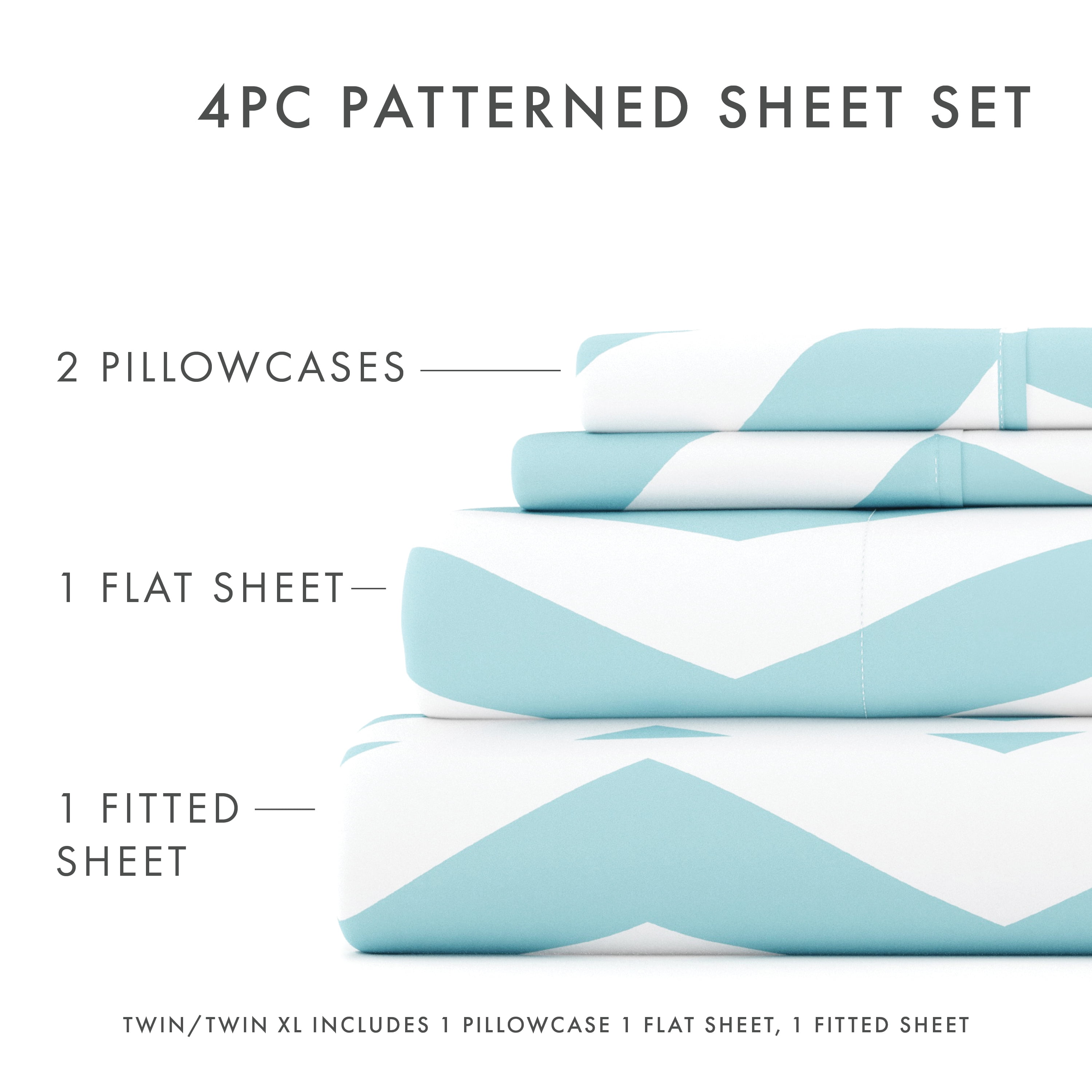 Noble Linens 4 Piece Pattern Microfiber Bed Sheets Set, Turquoise Arrow, King