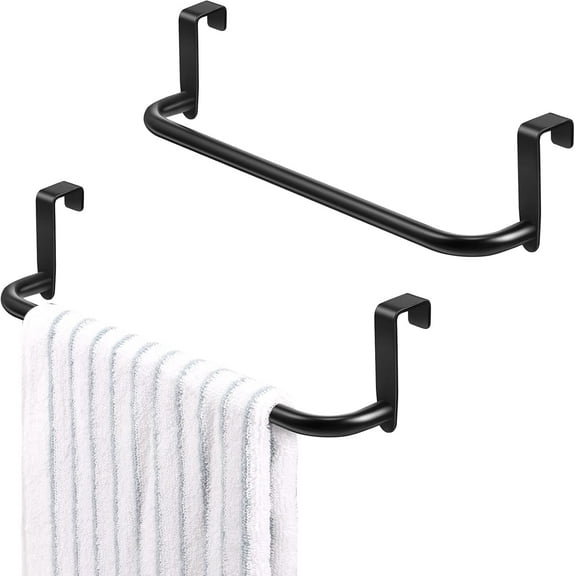 2 Pieces Metal Towel Bar Kitchen Cabinet Steel Towel Rack Bar for Hanging on Inside or Outside of Doors, Home Kitchen Bathroom