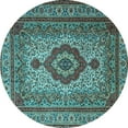 thumbnail image 1 of Ahgly Company Indoor Round Medallion Light Blue Traditional Area Rugs, 5' Round, 1 of 4