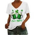 thumbnail image 3 of lcziwo St Patrick's Day Cotton Shirt for Women Fashion Letter Graphic Tee Tops Loose Casual U Neck Short Sleeve Tshirts Summer Athletic Blouses White M, 3 of 5