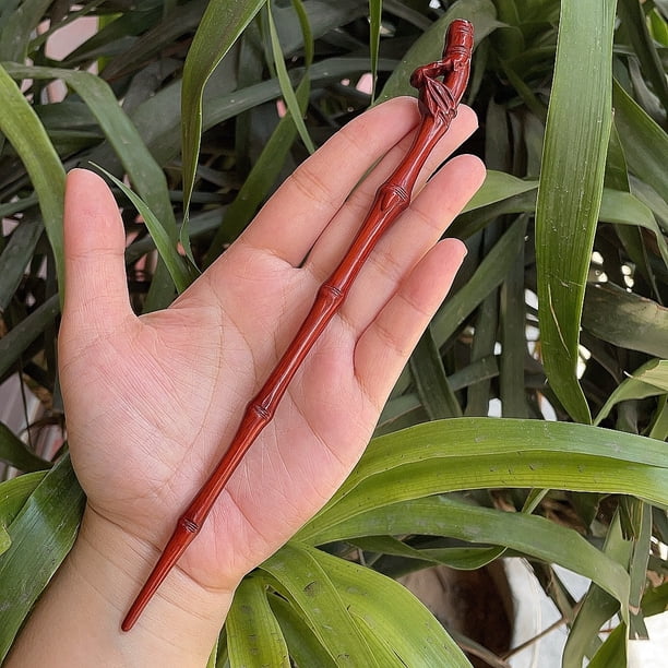 Horquilla antigua tallada en madera de sándalo rojo lobular, placa para el cabello, artesanías de madera pulida a mano, regalos antiguos de caoba