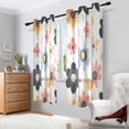 thumbnail image 2 of Yayeee Window Curtains Light Filtering 63"x42" Grommet Panel Pair Home Living Room Decor, Beige Retro Flower, 2 of 7