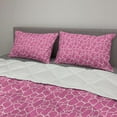 thumbnail image 2 of Hot Pink Comforter & Sham Bedding Set, Abstract Giraffe Skin Pattern Colorful Exotic Animal Camouflage Savannah Jungle, 3 pcs Duvet Set Microfiber Filling Quilt, 5 Sizes, White Pink, by Ambesonne, 2 of 4