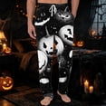 thumbnail image 2 of UDAUDU Halloween Pajama for Men Pumpkin Ghost Lightweight Pj Pants Elastic Waistband Halloween Lounge Sleep Bottoms with Pocket Dark Gray 2XL, 2 of 7