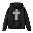 thumbnail image 3 of SonxaHe Toddler Girl Hooded Sweatshirt Long Sleeve Cross Prints Comfy Fall Winter Drop Shoulder Hoodie Black,Sized 3-4, 3 of 3