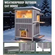 Aivituvin Heated Outdoor Cat House for Winter, Insulated Cat House for Outdoor Indoor, Weatherproof Cat Shelter with Warm Liner for Feral & Stray Cats
