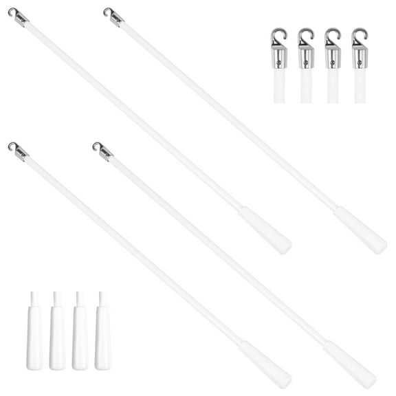 4 Pcs 17 inch Blind Wand Vertical Blinds Replacement Parts with Hook and Grip White Fiberglass Blind Tilt Wand for Windows Curtain Door Shades Opener Accessory