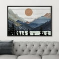 thumbnail image 3 of PixonSign Framed Canvas Print Wall Art Blue Mountain Pine Forest Nature Wilderness Digital Art Wood Panel Landscape Farmhouse/Country Relax/Calm/Cozy Geometric Abstract - 16"x24" Black, 3 of 5