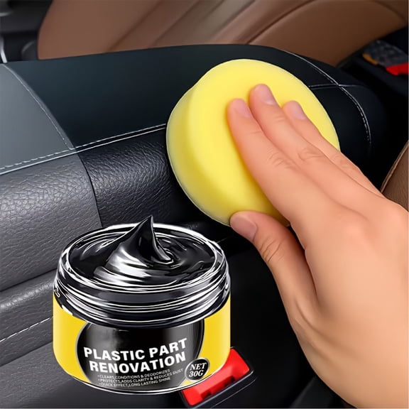 Plastic Restoration Paste for Center Console and Door Panel, Gloss Enhancing and Anti‑yellowing Wax, Easy-to-Use 30g for Interior Care.